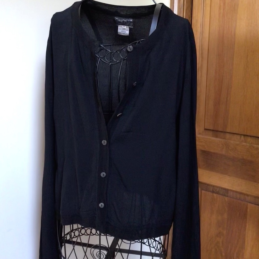 Vintage Ghost black viscose Cardigan, Medium